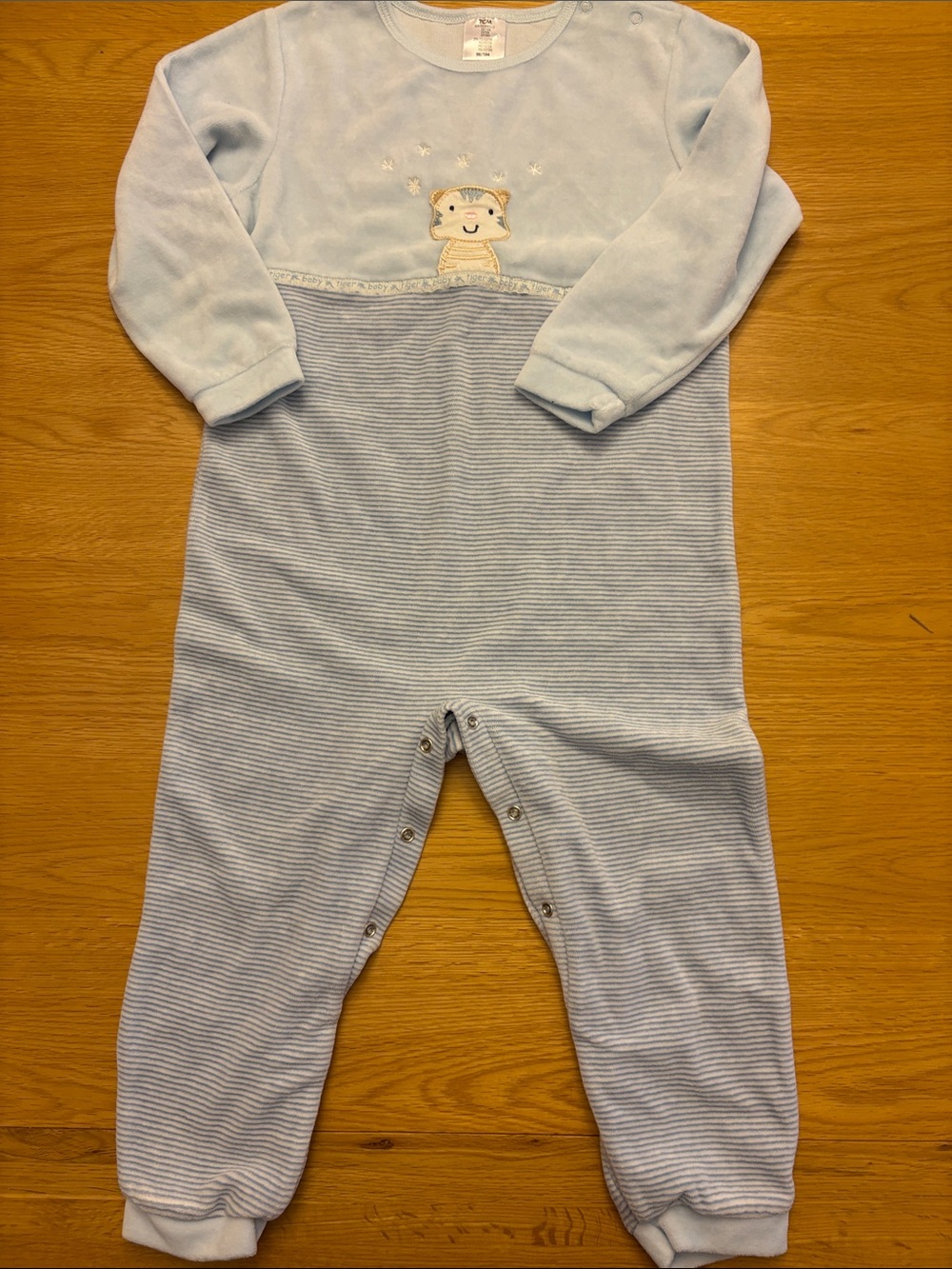 TCM Light Blue Striped One-Piece with Tiger Embroidery - age circa 2-4 years